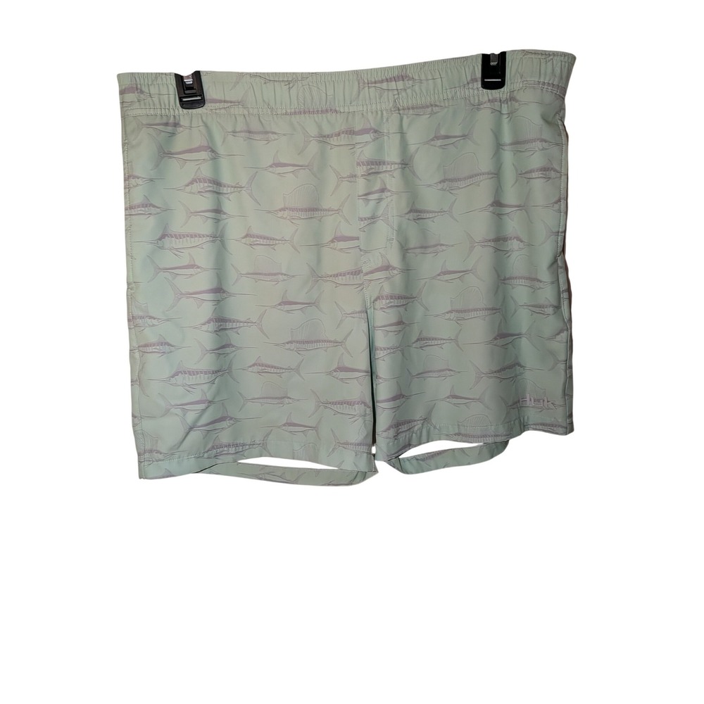 Huk Performance Fishing Marlin Print Board Shorts Mens Large Sage Green Purple‎